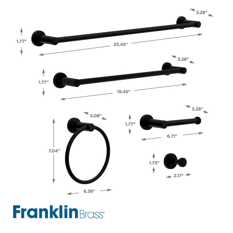 Wake Matte Black 5-Piece Metal Bathroom Hardware Set