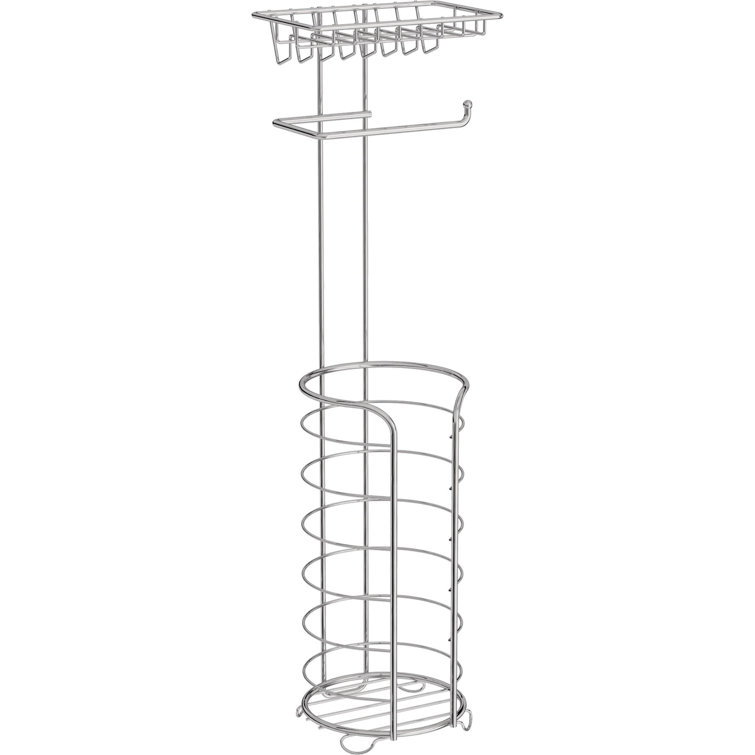 Polished Chrome Freestanding Toilet Paper Holder with Shelf