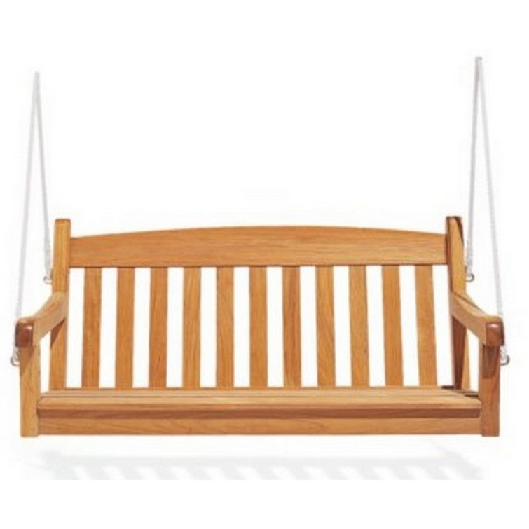 Teak Wood Hanging Porch Swing with Sunbrella Cushion