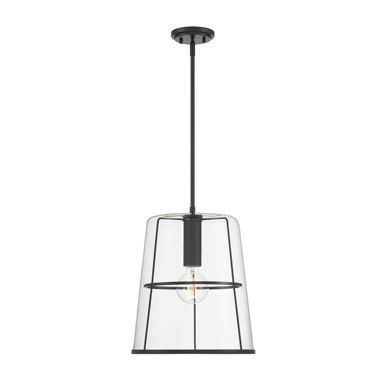 Alonzo Matte Black Glass Pendant Light, 16.5"