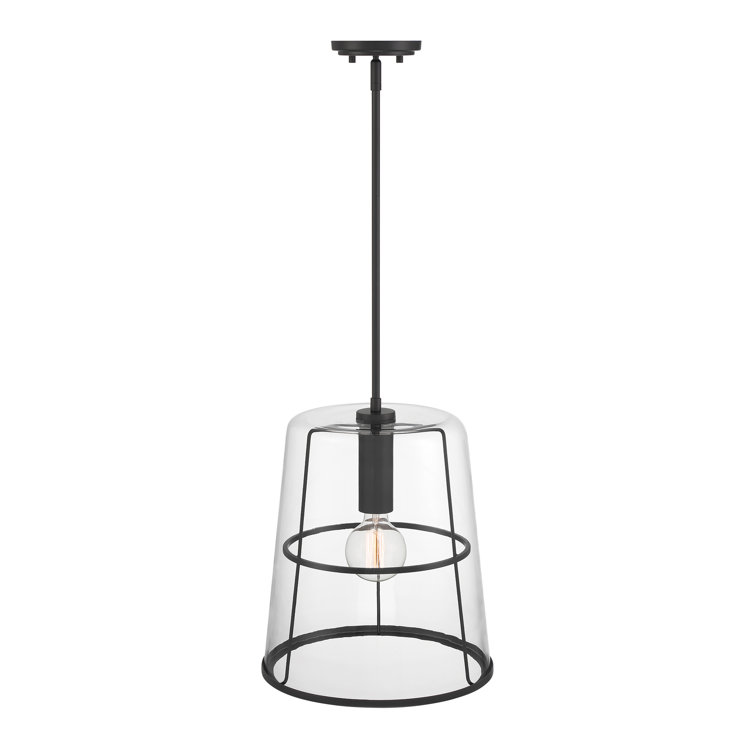 Alonzo Matte Black Glass Pendant Light, 16.5"