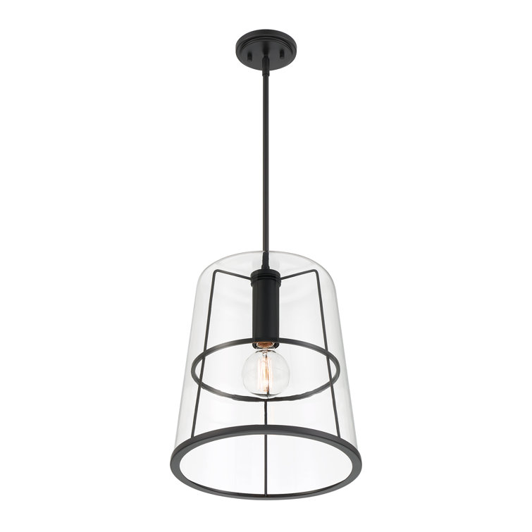 Alonzo Matte Black Glass Pendant Light, 16.5"