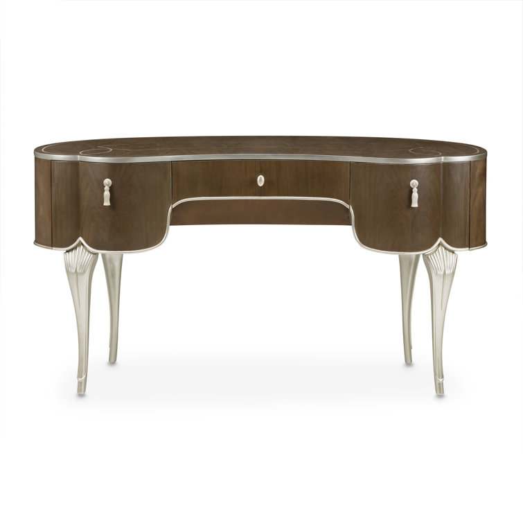 Villa Cherie Birch Hazelnut Vanity Set with Frosted Pearl Linen Bench