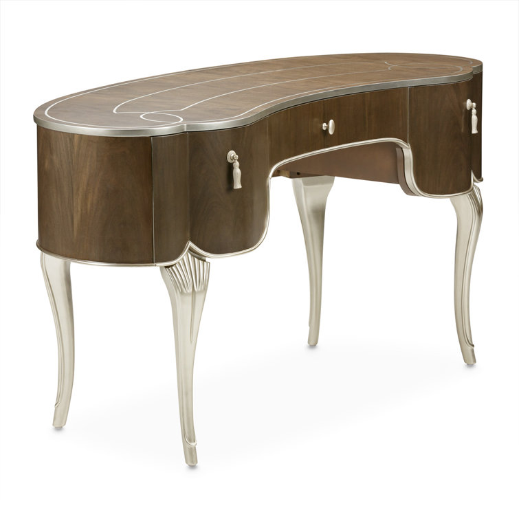 Villa Cherie Birch Hazelnut Vanity Set with Frosted Pearl Linen Bench