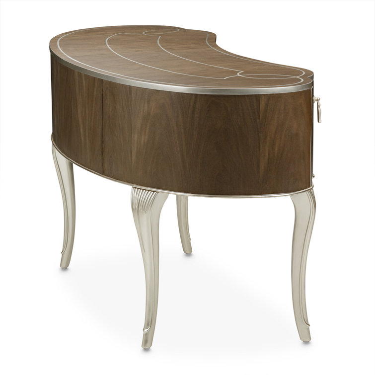 Villa Cherie Birch Hazelnut Vanity Set with Frosted Pearl Linen Bench