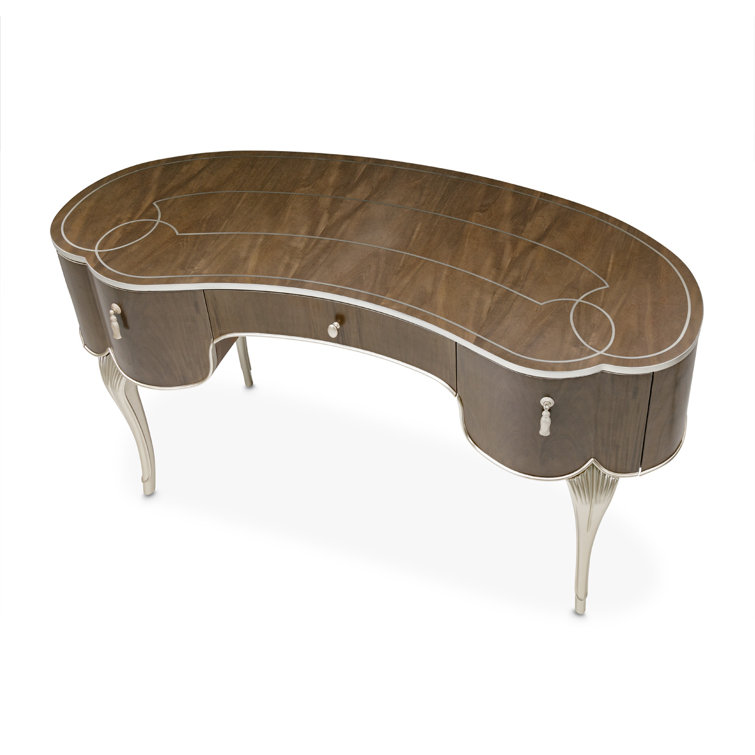Villa Cherie Birch Hazelnut Vanity Set with Frosted Pearl Linen Bench