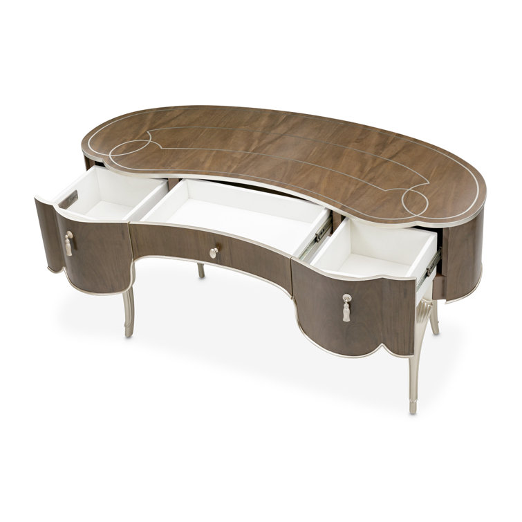 Villa Cherie Birch Hazelnut Vanity Set with Frosted Pearl Linen Bench