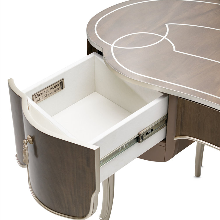 Villa Cherie Birch Hazelnut Vanity Set with Frosted Pearl Linen Bench