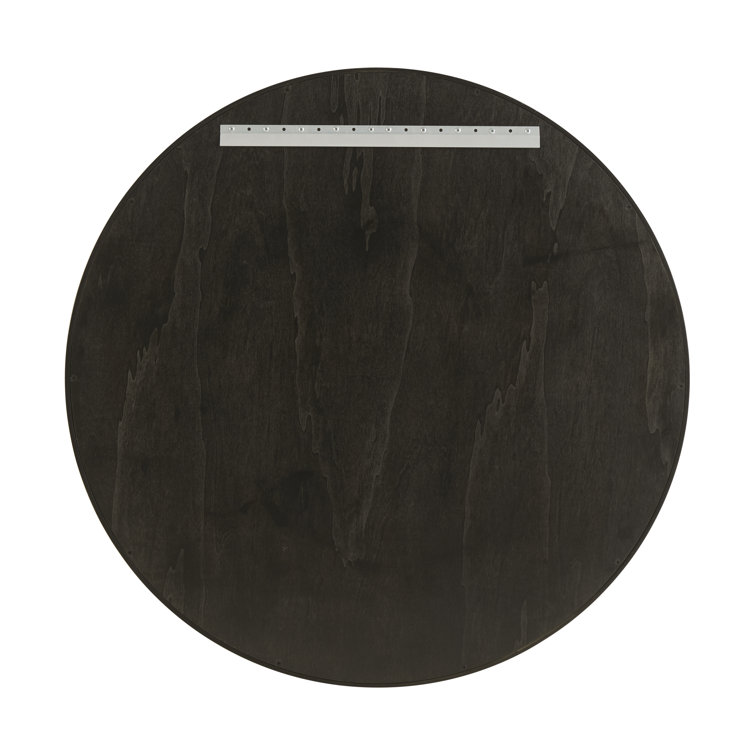 Round Dark Brown Wood Wall Mirror, 36-inch