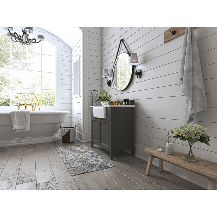 Adeline 36'' Sapphire Gray Wood Bathroom Vanity with Marble Top