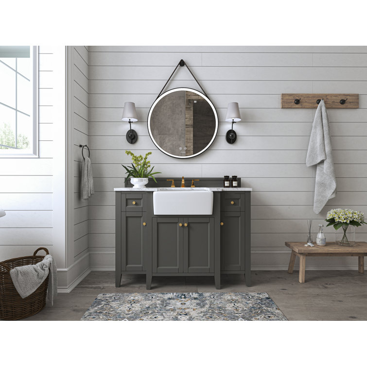 Adeline 48'' Gray Vanity with Marble Top and Gold Hardware