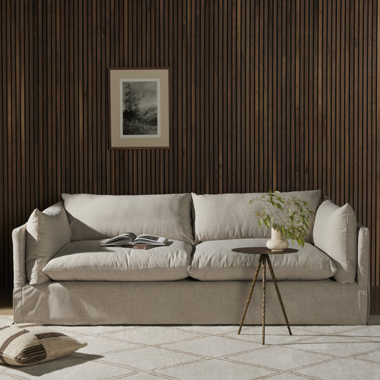 Bennett Moon 90.5'' White Contemporary Slipcovered Sofa