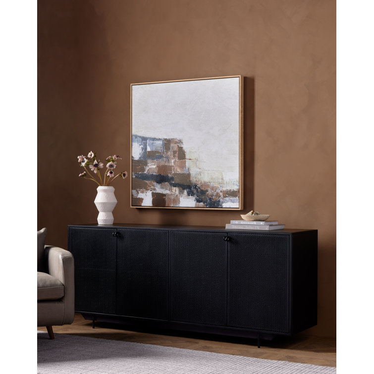 Hendrick Modern Black Iron 73'' Perforated Sideboard