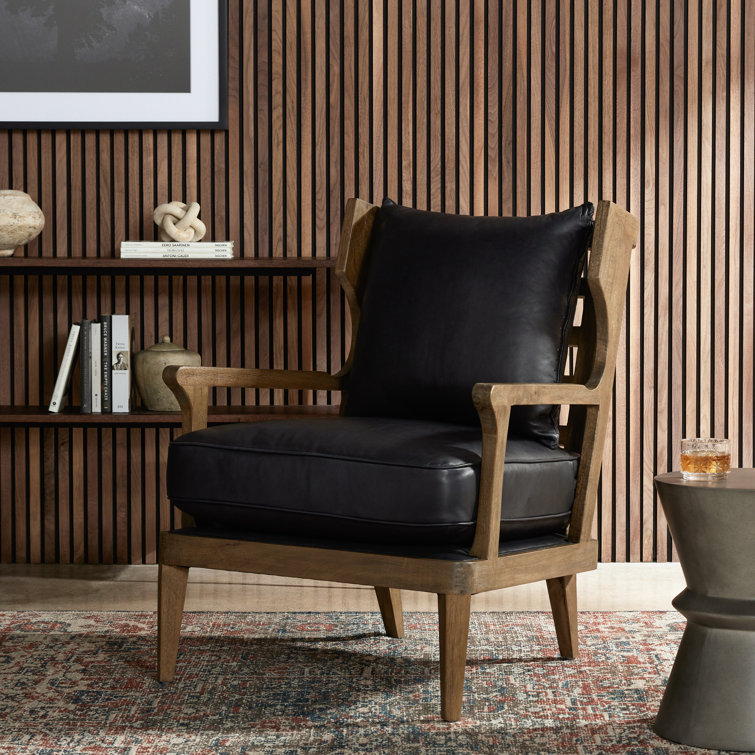 Heirloom Black Genuine Leather High-Back Armchair