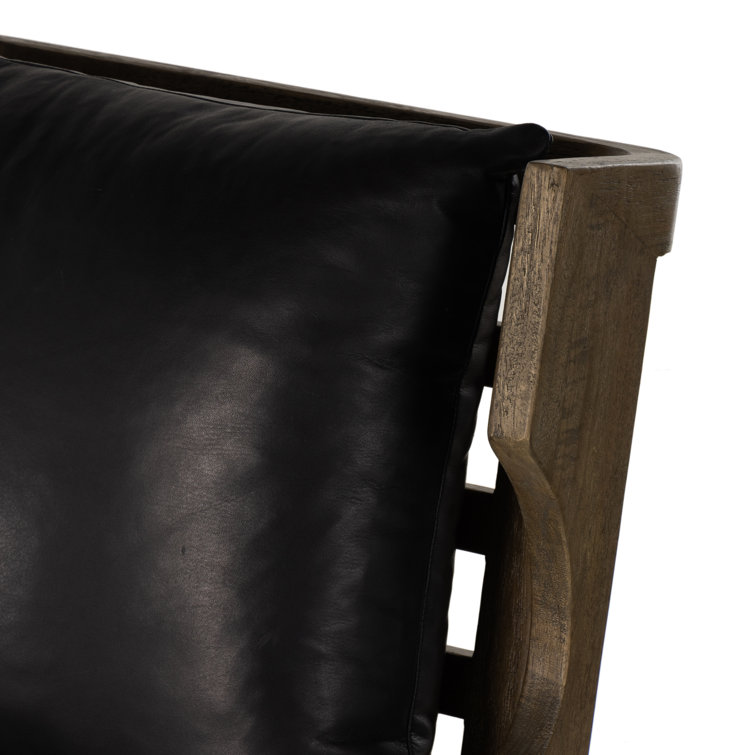 Heirloom Black Genuine Leather High-Back Armchair