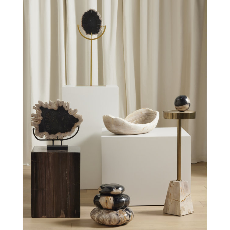 Elevated Balance Black Petrified Wood 8.75" Sculpture Set