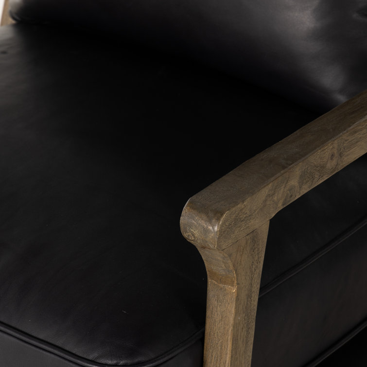 Heirloom Black Genuine Leather High-Back Armchair