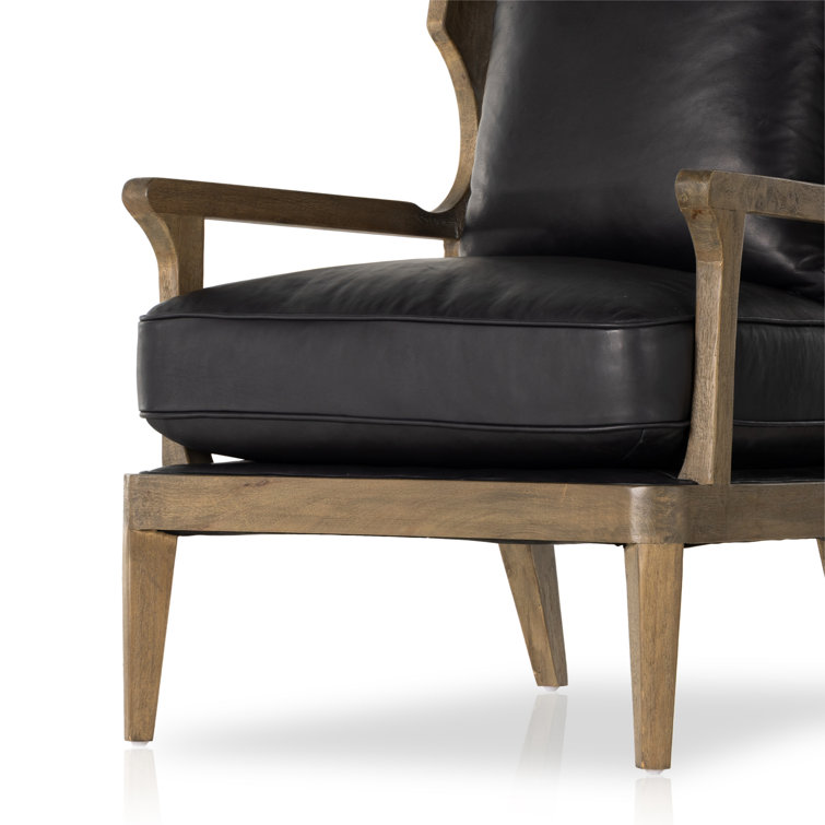 Heirloom Black Genuine Leather High-Back Armchair