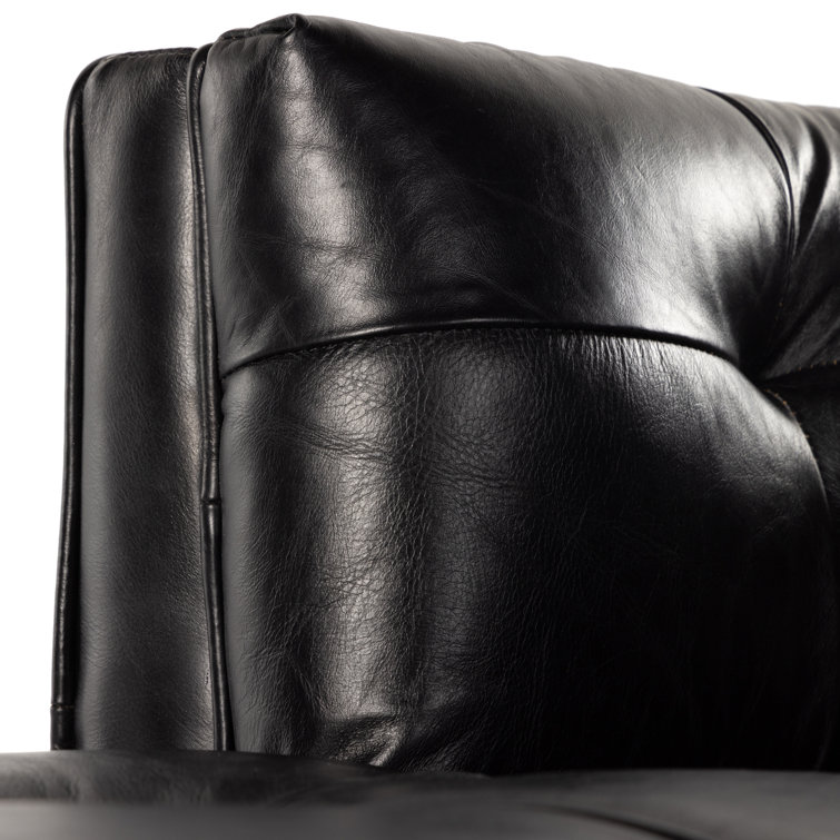 Dylan Mid-Century Rider Black Leather Chaise Lounge