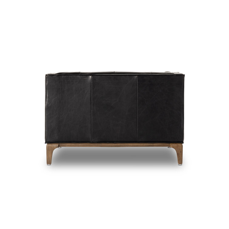 Dylan Mid-Century Rider Black Leather Chaise Lounge