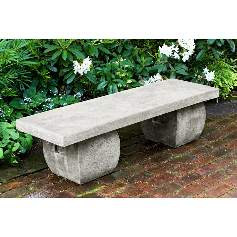 Natural Cast Stone Outdoor Bench with Aged Patina Finish