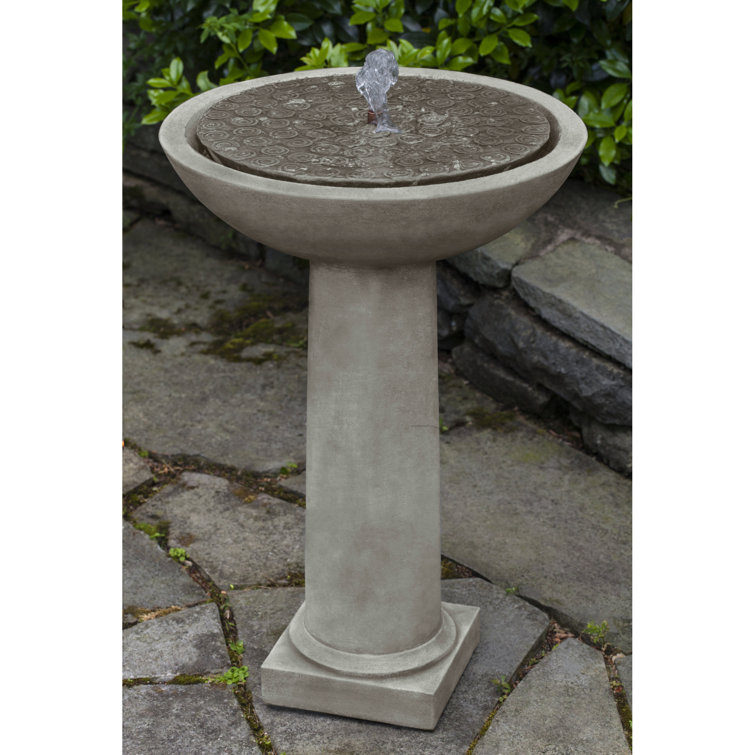 Greystone Concrete Weather Resistant Birdbath Fountain