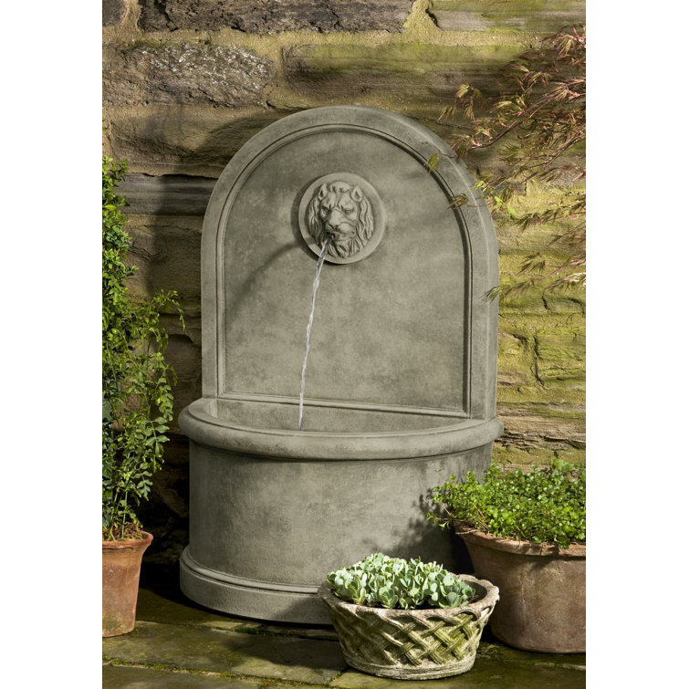 Verde Cast Stone Lion Wall Fountain