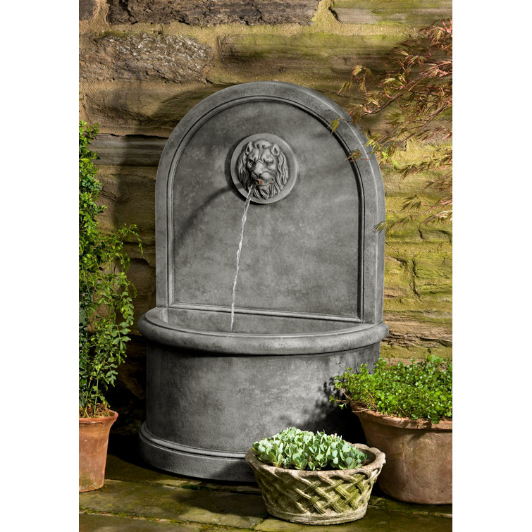 Graystone Cast Stone Lion Wall Fountain