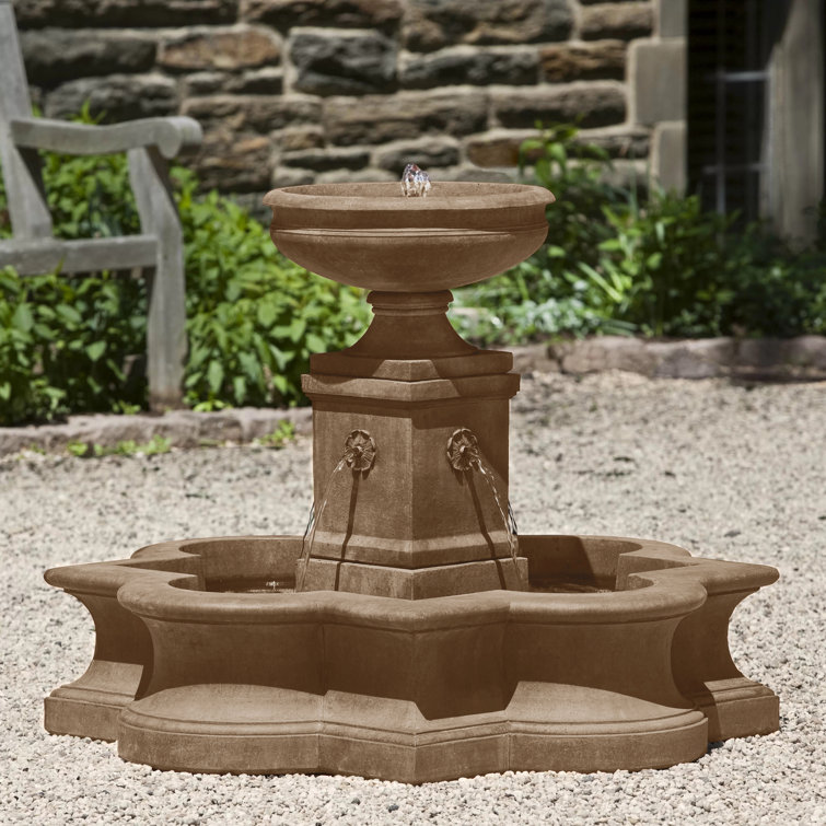 Beauvais Aged Limestone Multi-Tier Weather Resistant Floor Fountain