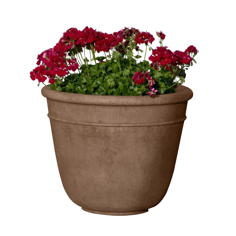 Brownstone Traditional Round Outdoor Planter Pot