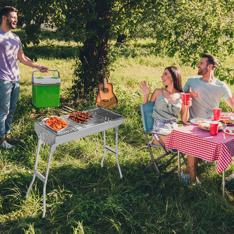 Portable Stainless Steel Charcoal Grill with Folding Legs