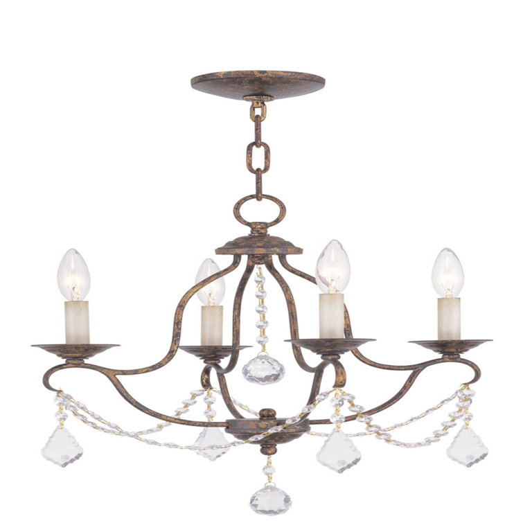 Venetian Bronze Mini Candle Style Chandelier with Crystals