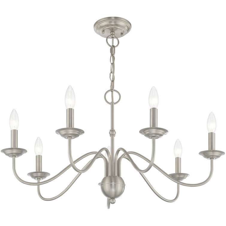Brushed Nickel 7-Light Candle Style Metal Chandelier