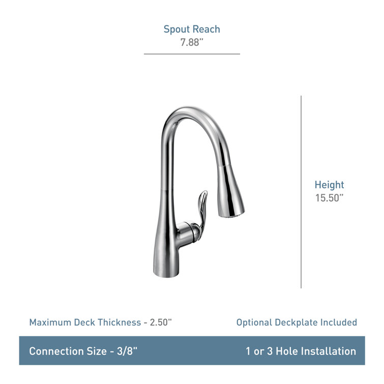 Moen Arbor Chrome One-Handle Pulldown Kitchen Faucet with Power Boost