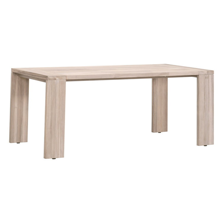 Transitional Gray Teak Solid Wood Outdoor Dining Table