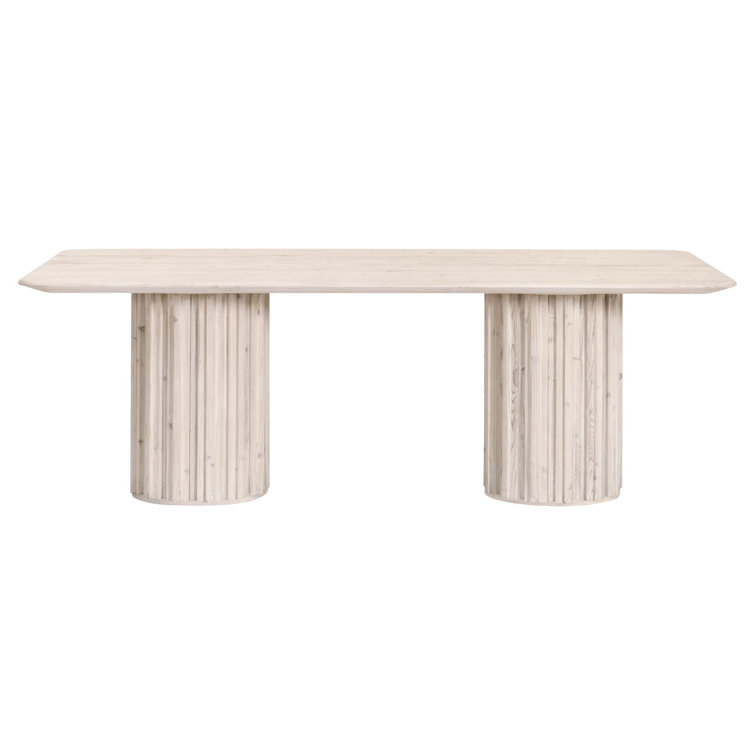 Reclaimed Pine Whitewash Rectangular Dining Table for Eight
