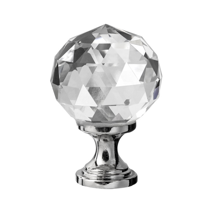 Chloe 1-1/8" Polished Nickel and Glass Round Cabinet Knob