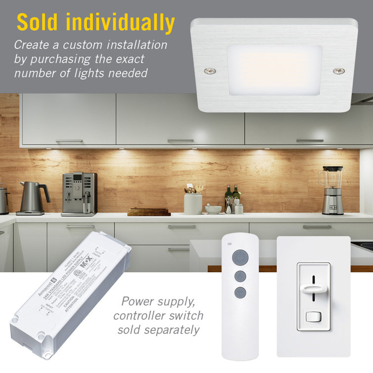 Square Low Profile Dimmable Aluminum LED Puck Light, 3000K Soft White