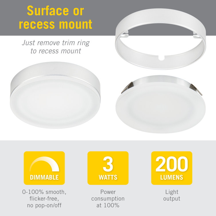 EdgeVue White LED Under Cabinet Puck Light