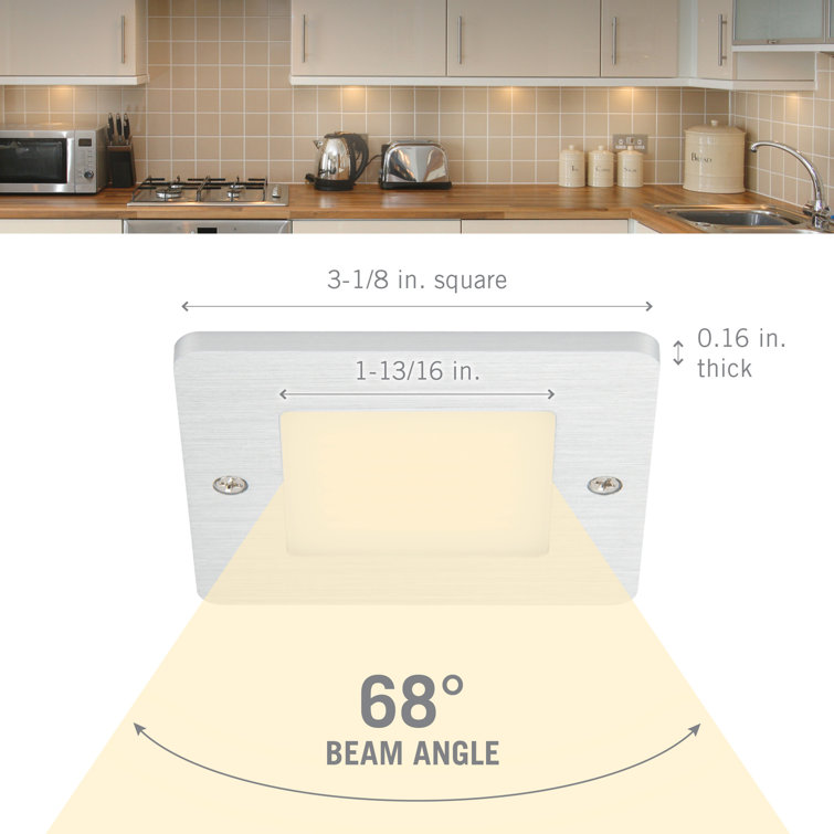 Square Low Profile Dimmable Aluminum LED Puck Light, 3000K Soft White