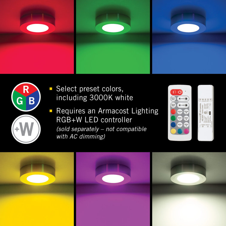 White Satin RGB+W Dimmable LED Under Cabinet Puck Light