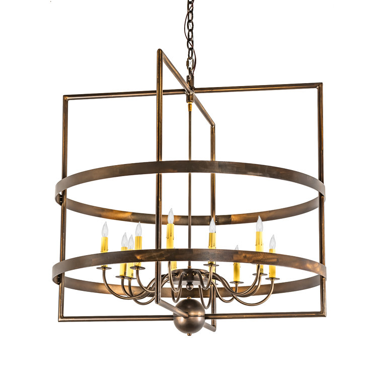 Antique Copper 12-Light Faux Candle Chandelier