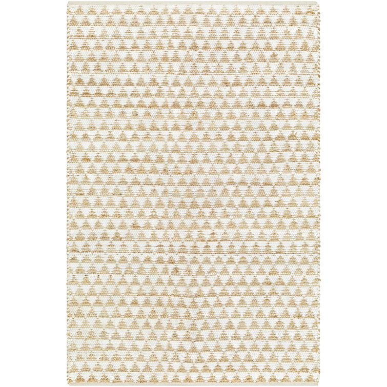Addy Beige and White Geometric Flat Woven Rug