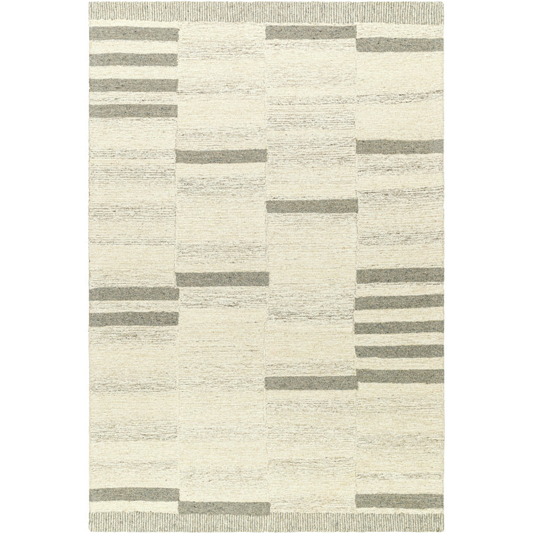 Ivory and Gray Hand-Tufted Wool 5' x 7' Rug