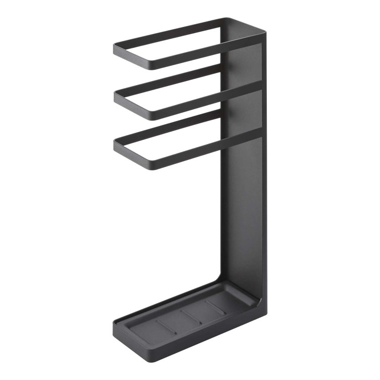 Black Metal Freestanding Umbrella Holder with Openwork Design