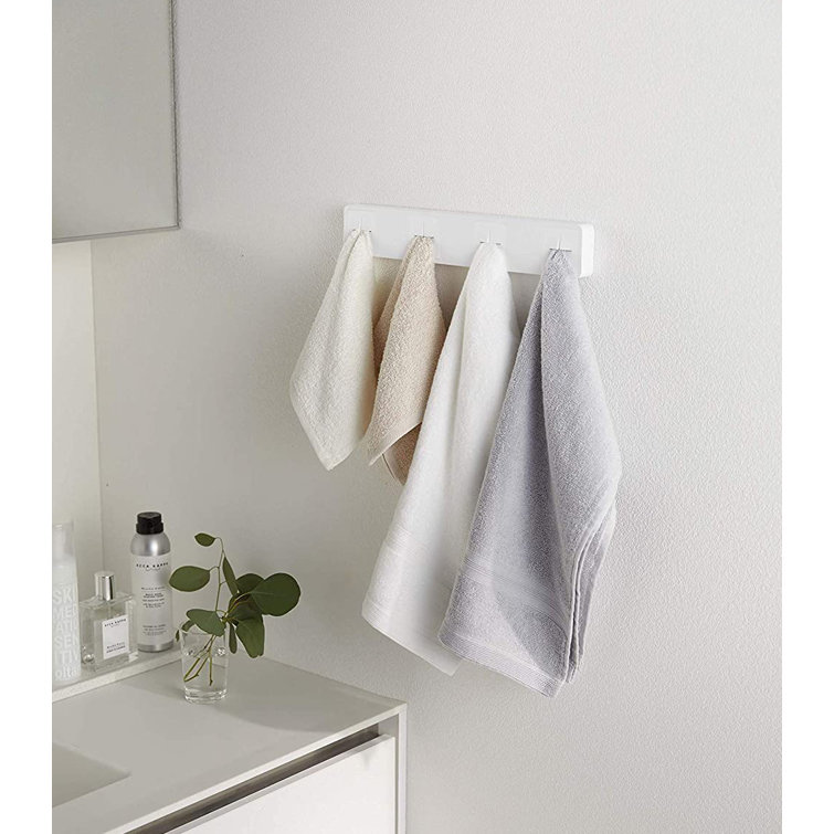 White Wall-Mounted Plastic Towel Holder with Four Slots
