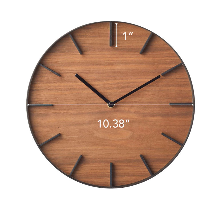 Rin Black Metal and Dark Wood Minimalist Wall Clock