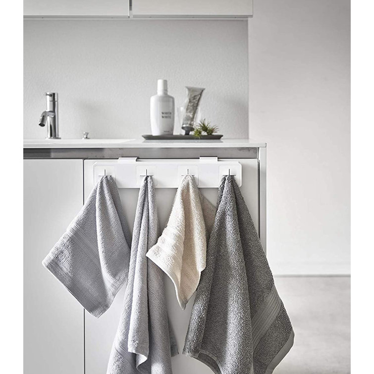 White Wall-Mounted Plastic Towel Holder with Four Slots