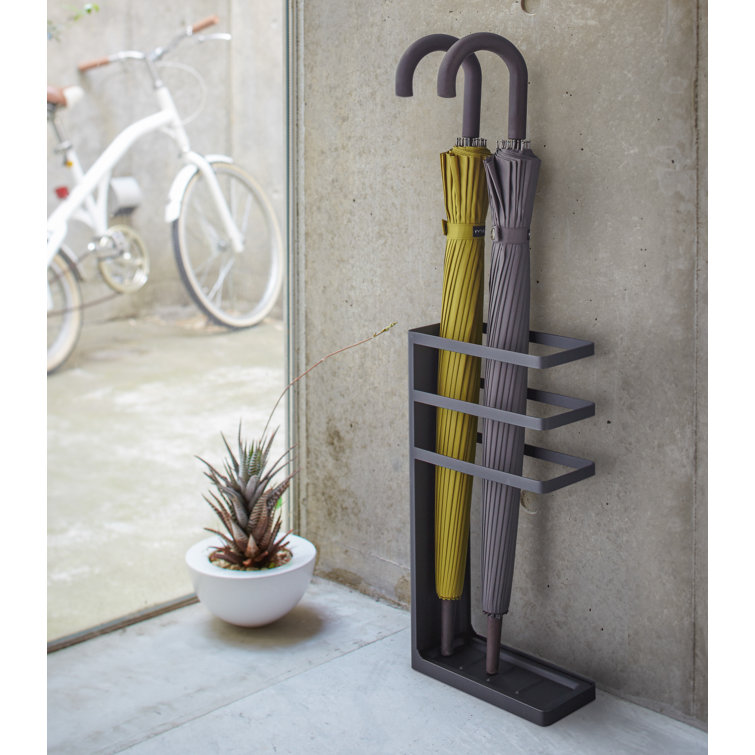 Black Metal Freestanding Umbrella Holder with Openwork Design