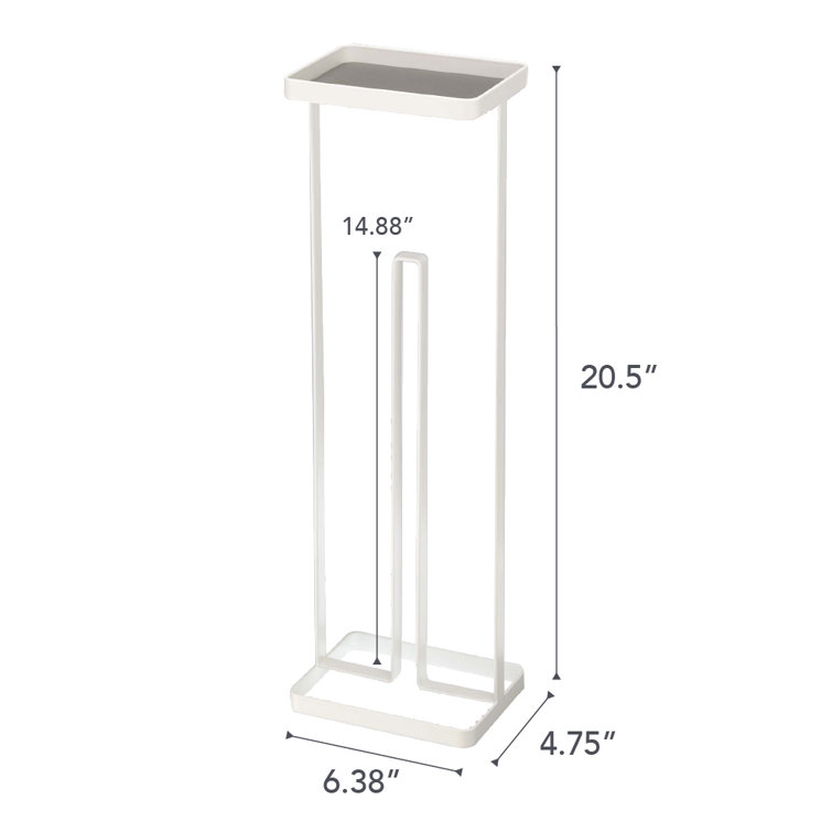 White Contemporary Metal Toilet Paper Stand with Tray